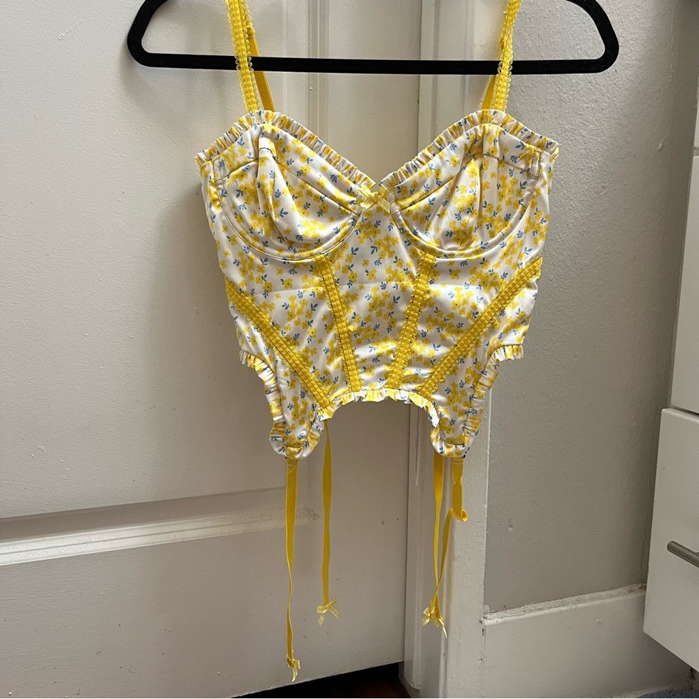Yellow floral corset with bows